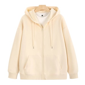 เสื้อฮู้ดสีแดงแบบยูนิเซ็กซ์ ทรงโอเวอร์ไซส์ มีซิปด้านหน้า กระเป๋าเสื้อแบบมีซิป สวมใส่สบายๆ สำหรับฤดูใบไม้ร่วง แขนเสื้อปกติ ผลิตจากผ้าเฟรนช์เทอร์รี่ - Product Image 4