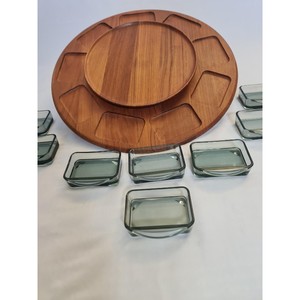 Round Wooden Lazy Susan Handmade Minimalist Design Natural Wood Grain Pattern Solid Color Party Dishes & <b>Plates</b> - Product Image 2