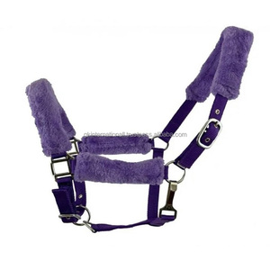 Cabestro de caballo de nailon hecho a mano de varios colores con acolchado de visón de lana suave Caballete con ajuste de corona y broche de garganta - Product Image 1