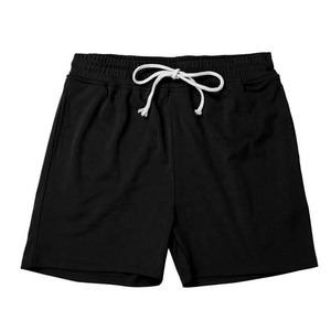 <b>Men</b> Black Cotton <b>Shorts</b> Drawstring Waist Casual Solid Color Knitted Breathable Mid Rise Workout <b>Lounge</b> <b>Short</b> Pants - Product Image 1