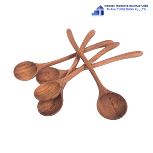 Ensemble de cuillères en bois, finition mate, design minimaliste, couverts réutilisables pour le camping - Product Image 1