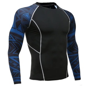 T-shirt de sport pour homme à manches longues en Spandex et Polyester, anti-bactérien, 220g, séchage rapide, uni, imprimé serpent sur les manches, type Rash Guard - Product Image 5