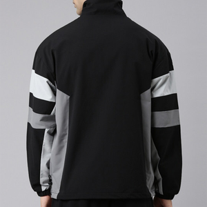 Blouson bomber homme noir color block avec fermeture éclair, col montant, coupe sport, coupe-vent, en polaire, vêtement d'extérieur pour l'automne, softshell - Product Image 2