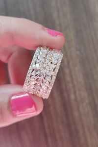 Bague en cluster de diamants de laboratoire taille ronde et marquise scintillants en or massif 14 carats pour femme, élégant cadeau de promesse ou de mariage pour la mariée - Product Image 5