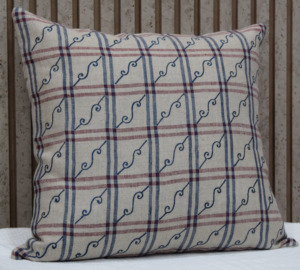 Blue Embroidered 100% Linen Cushion <b>Cover</b> Plaid Decorative Throw Pillow Case Elegant Home <b>Sofa</b> Decor Wholesale Manufacturer - Product Image 1