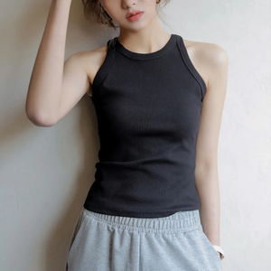 Ribbed <b>Tank</b> <b>Top</b> <b>Women</b> <b>White</b> 2025 Summer Casual Fitness Short Vest Solid Color Knitted Off Shoulder Sexy Crop <b>Top</b> <b>Women</b> - Product Image 1
