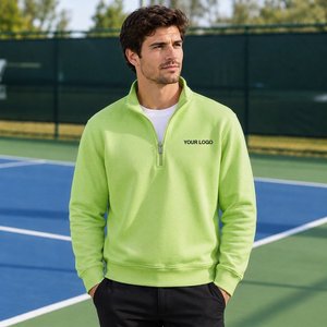 Sweat-shirt à col zippé pour homme avec design de col minimaliste et épuré pour la mode masculine moderne, vente en gros - Product Image 5