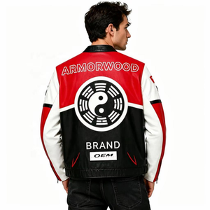 Veste d'hiver décontractée en cuir noir pour homme, coupe professionnelle, respirante, coupe-vent, fermeture éclair, col montant, devant en polyester - Product Image 3