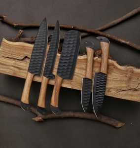 Low MOQ Handmade Damascus Steel Chef <b>Knife</b> <b>Set</b> Durable <b>Sharp</b> Best Quality Custom Logo 5-Piece Ambidextrous Kitchen Use - Product Image 5