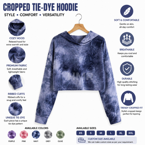 Sweat-shirt à capuche court tie-dye HMR Sorority Sisterhood, style streetwear, manches longues, décontracté - Product Image 6