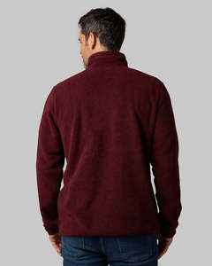 Men's Navy Pullover Windproof Front Quarter <b>Zip</b> Fleece Puffer Jacket Regular Fit Casual Breathable Polyester Knitted Solid Color - Product Image 3