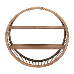 Handmade Bamboo Wall Shelf <b>Unit</b> Round Wall Shelf Natural Wood Storage Organizer for Restaurant Spa Decor - Product Image 1