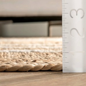 Modern Geometric <b>Jute</b> <b>Rug</b> Rectangle Flat Weave Eco Friendly Hallway <b>Runner</b> 100% Organic <b>Jute</b> White Border - Product Image 6