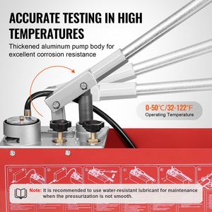 Kit Tester Pressione Acqua Manuale per Pompe Idrauliche, Serbatoio Acqua 2.8 Galloni, Max 25 Bar/362 PSI, Manometro a Doppia Valvola - Product Image 5