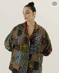 เสื้อแจ็คเก็ตผ้าฝ้ายลายปะติดสไตล์วินเทจแบบสองด้าน ลายดอกไม้ แขนยาว สำหรับผู้หญิง ฤดูใบไม้ร่วง ฤดูหนาว - Product Image 1