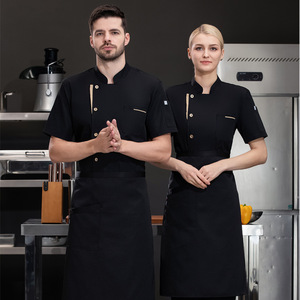 Custom <b>White</b> Chef Uniform <b>Short</b> Sleeve Chef <b>Jacket</b> Restaurant Kitchen Staff Hospitality Workwear Set - Product Image 2