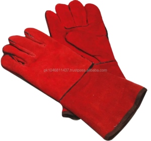 Gants de travail en cuir de vachette rouge haute performance, résistants aux étincelles, confortables pour le travail industriel et la soudure - Product Image 1