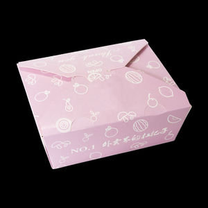 Pink Rectangle Paperboard Self Erecting <b>Boxes</b> with Fruit Pattern for Food Packaging Disposable Takeaway Containers - Product Image 2