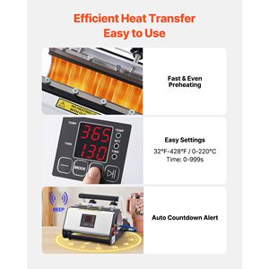 Presse à chaud pour gobelets 11-30 oz, chauffage rapide et uniforme avec gants isolants, réglage facile de la température et du temps - Product Image 5