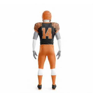 Uniforme de Fútbol Americano Personalizado Naranja 100% Algodón Poliéster Jersey Estampado Digital de Manga Corta que Absorbe la Humedad Corte Regular - Product Image 4