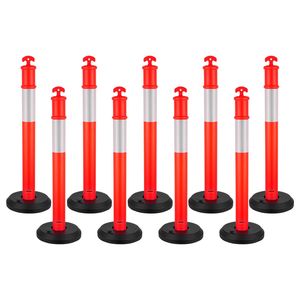 Set di 9 Coni Segnaletici Stradali Resistenti da 48 Pollici con Strisce Riflettenti, Base Riempibile, Segnalazione di Sicurezza Stradale - Product Image 1