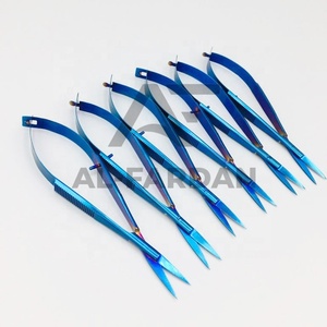 Ciseaux à sourcils bleus couleur plasma, à pointe droite et courbée, en acier inoxydable massif, ciseaux russes pour maquillage et cils - Product Image 1