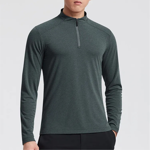 Sweat Wicking Polyester Terry Spandex <b>Running</b> Pullovers Custom Logo Print Quarter Zip Shirts Muscle Fit Gym Wear 1/4 Zip <b>Jacket</b> - Product Image 1