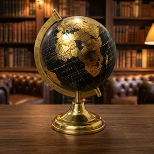 Black & Gold World Globe with Metal Stand Decorative Desk Globe for Home Office <b>Study</b> <b>Table</b> Students and Gifts - Product Image 4