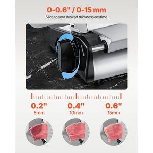 Affettatrice Elettrica per Alimenti da 8,7 Pollici, 180W, con Due Lame Premium in Acciaio Inox SUS420, Regolabile da 0 a 0,6 Pollici, Tritacarne e Affettatrice - Product Image 3