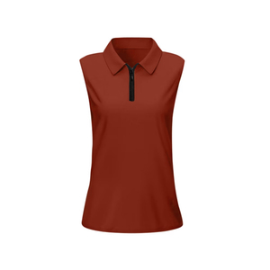 Wholesale Best Quality Sleeveless Zip <b>Polo</b> Shirt For <b>Women</b> Collared Athletic Tennis Tank <b>Top</b> - Product Image 6