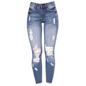 Nouvel Arrivage – Jean Décontracté en Denim Effiloché pour Femme, Coupe Crayon, Taille Mi-Haute, Respirant, Séchage Rapide, 100% Coton, Coupe Ample, OEM - Product Image 6