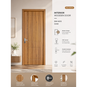 Puertas Interiores de WPC con Acabado de Madera Moderna Dewoo, Diseño Impermeable de PVC para Apartamentos, Hoteles y Villas - Product Image 1