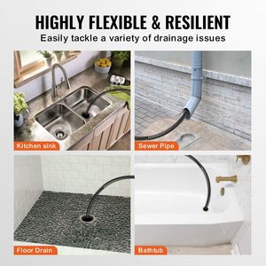 Cavo Professionale per Pulizia Scarichi da 66 FT x 5/8 Pollici con 7 Sezioni Taglienti da 0,8-3,9 Pollici per Tubi Cavi e Pulizia Mirata degli Scarichi - Product Image 6