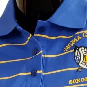 Polo rayé SGRho pour femme, personnalisé avec broderie, manches courtes, col classique, décontracté, pour le golf, vêtements de sport, tenue de sororité, mode - Product Image 6