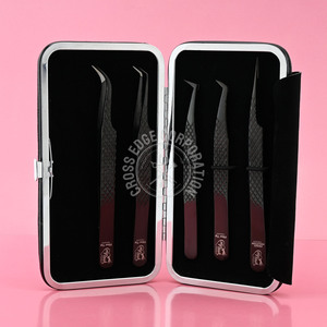 Custom Logo Stainless Steel Eyelash Tweezers with Fiber Tip Durable Precision Russian Lashing for Extensions Tool Kit - Product Image 6