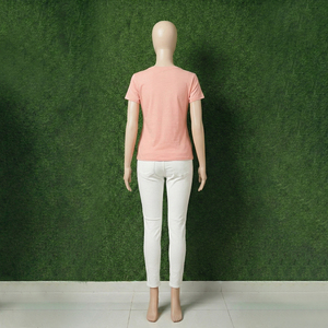 T-shirt rose à col rond, grande taille, motif uni, vêtements décontractés pour femmes, automne, coton/fibre de bambou, écologique, respirant, séchage rapide - Product Image 4