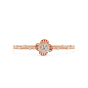 สร้อยข้อมือเพชร Mariner Link สำหรับผู้หญิง – สร้อยข้อมือเพชร Clover แบบเปิดลายฉลุสำหรับผู้หญิง รุ่น Pavé Rail & Double Cable Chain – ลายดอกไม้แบบสล็อต - Product Image 6