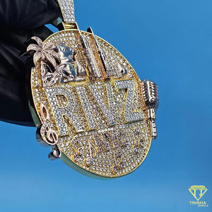 Colgante Redondo Personalizado con Nombre, Diseño de Joyería Hip Hop, Plata de Ley 925 con Diamantes Cultivados en Laboratorio VVS - Product Image 5