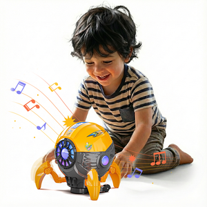 Jouet pieuvre musicale à piles fabriqué en Inde avec moteur à friction et lumière, jouet créature marine pour enfants, idéal comme cadeau - Product Image 1