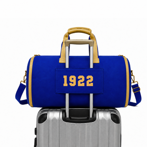 Bolsa de lona personalizada de la hermandad Sigma Gamma Rho, azul y dorada, con logotipo bordado, para uso diario, de gran capacidad, de nailon y poliéster. - Product Image 3