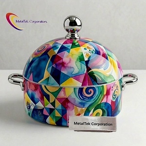 Olla de Acero Inoxidable de Diseño Abstracto de Lujo, Olla para Mantener Alimentos Calientes, Olla de Servicio Aislada para Decoración del Hogar, Hostelería y Catering - Product Image 1