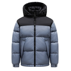 Chaqueta de Invierno para Hombre con Capucha y Bloques de Color, Cuello Alto, Cierre de Cremallera, Cortavientos, Ajuste Holgado Informal, Relleno de Poliéster - Product Image 5