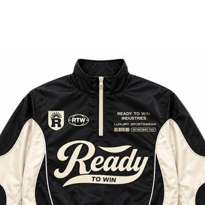 Conjunto Deportivo Ready To Win Industries Unisex Negro Crema Poliéster Deportivo con Cierre de Cremallera y Pantalones Cortos Transpirables para Primavera Adulto - Product Image 4