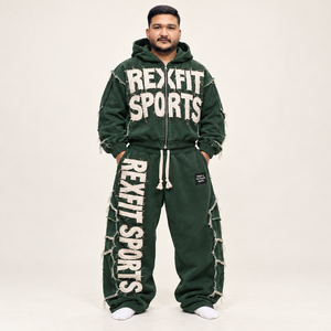ชุดเสื้อฮู้ดผู้ชาย Rexfit Sports สีเขียว ผ้าฝ้ายเฟรนช์เทอร์รี่ สไตล์สตรีท พิมพ์ลายตัวอักษร เหมาะสำหรับใส่ในฤดูใบไม้ร่วง - Product Image 3
