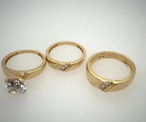Moissanite Engagement <b>Ring</b> Vintage Round Brilliant Cut Yellow Gold Plated 925 <b>Silver</b> Luxury Wedding <b>Ring</b> <b>Set</b> Unisex 8gm - Product Image 2