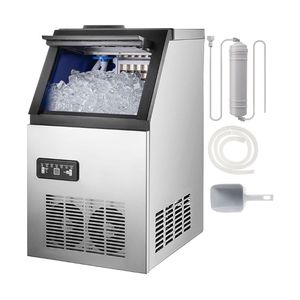 Máquina de Hielo Comercial, Máquina de Hielo de 90 lb/24 h con Contenedor de Almacenamiento de 33 lb, Máquina de Hielo Independiente de Acero Inoxidable - Product Image 1