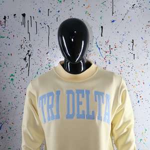 Sudadera CREAM con Cuello Alto 100% Azul Cielo, Apliques Bordados, Cuello Ancho, URBAN PRODUCTIONS - Product Image 3