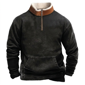 Suéter Casual de Forro Polar para Hombre, con Media Cremallera, Cuello Alto, Color Sólido, Diseño con Bolsillos, Corte Regular, para Otoño - Product Image 2