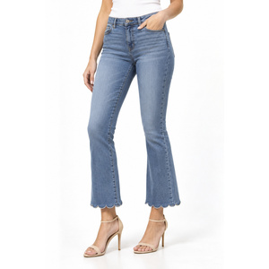 Jeans de Mezclilla de Cintura Alta y Pierna Ancha para Mujer, Corte Bootcut con Dobladillo Acampanado, Color Azul Pizarra, Tallas XS-6XL - Product Image 3