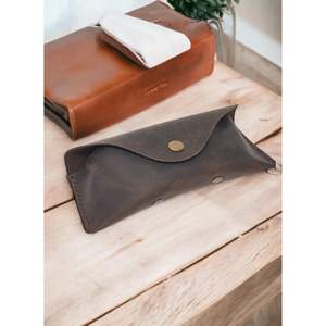 Étui à lunettes en cuir véritable avec fermeture à pression, étui à lunettes de soleil et sac pour lunettes - Product Image 5